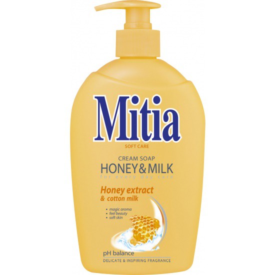 Mitia 500ml tek.mýdlo Honey&Milk pumpi | Toaletní mycí prostředky - Tekutá mýdla - S dávkovačem Mitia 500ml tek.mýdlo Honey&Milk pumpi | Toaletní mycí prostředky - Tekutá mýdla - S dávkovačem